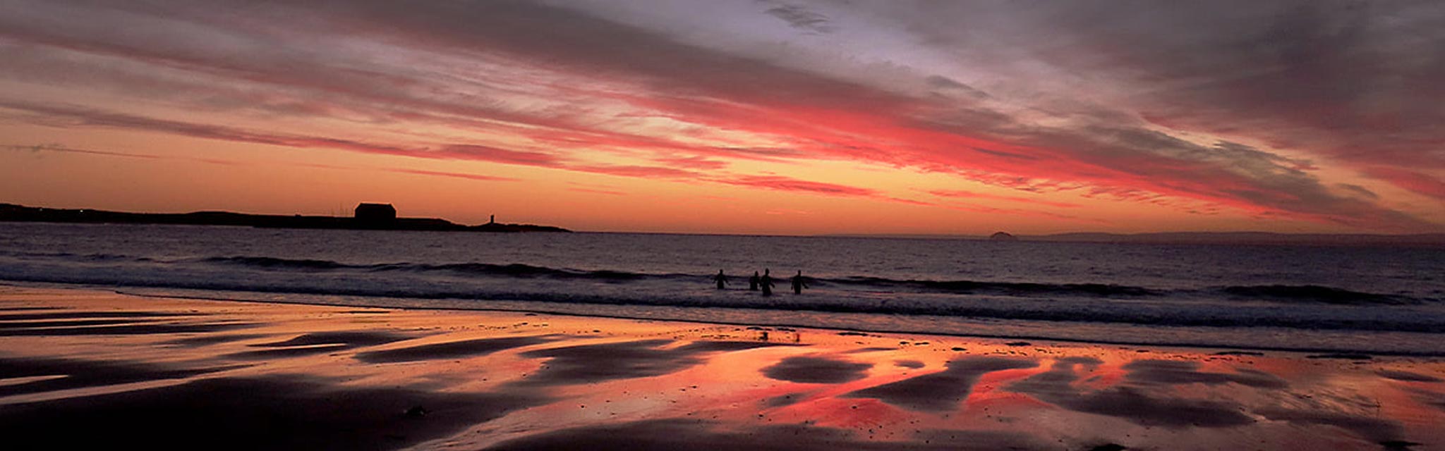 a morning dip at sunrise